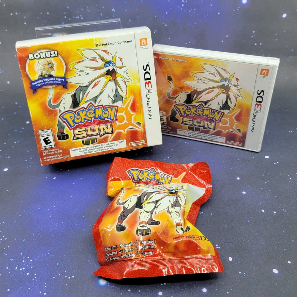 Pokemon Sun Nintendo 3DS Game with Bonus Solgaleo Figure Sealed Contents